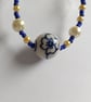 Ceramic Bloom Blue & Gold Floral Necklace - Image 8