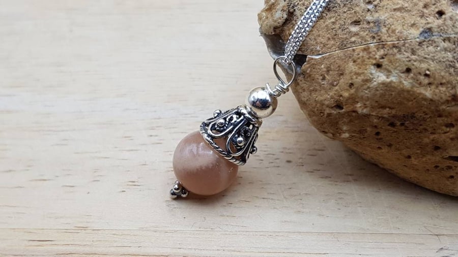 Small Sunstone pendant. Minimalist Reiki jewellery