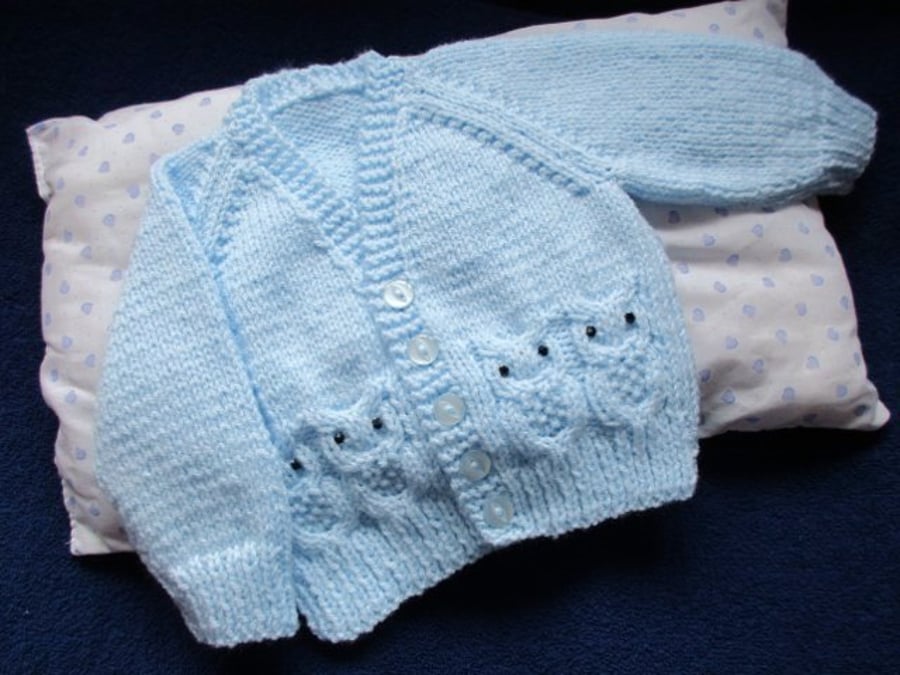 16" Baby Boys Owl Cardigan