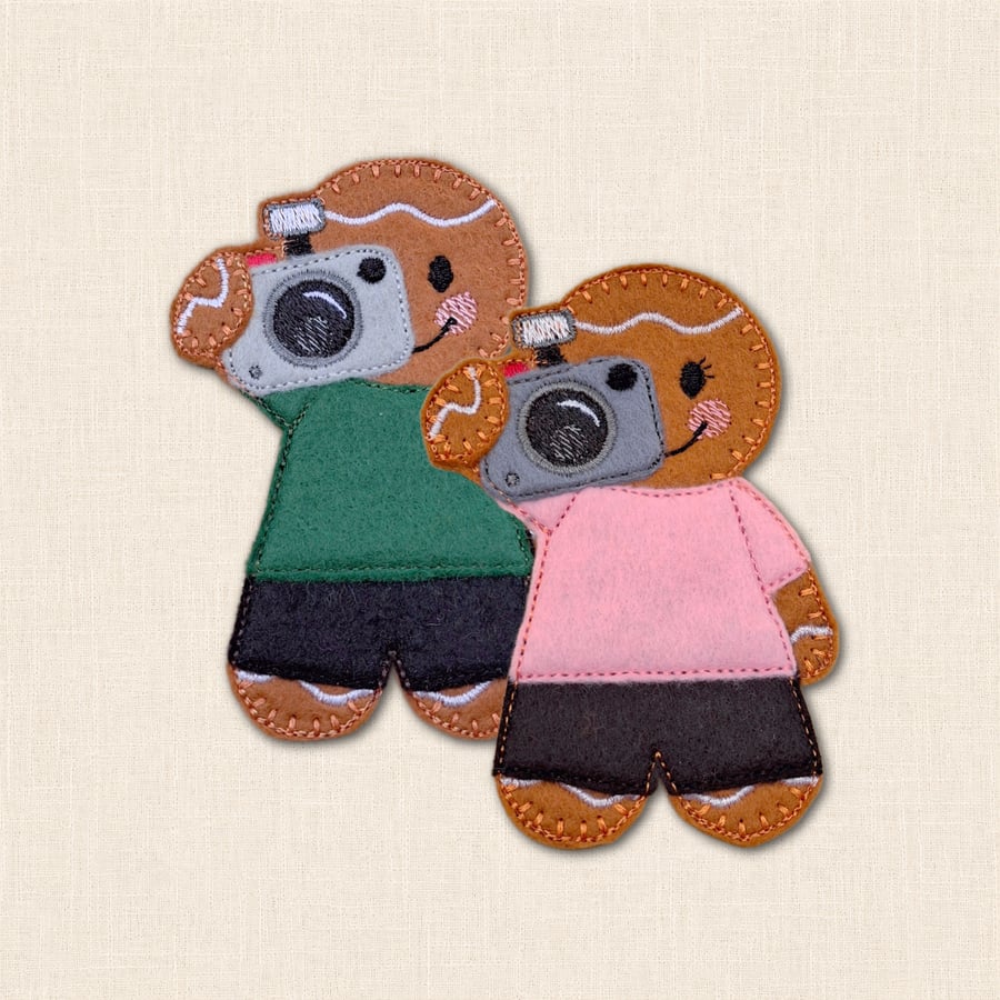 Photography Gingerbread Decoration - Embroidered Photographer Character