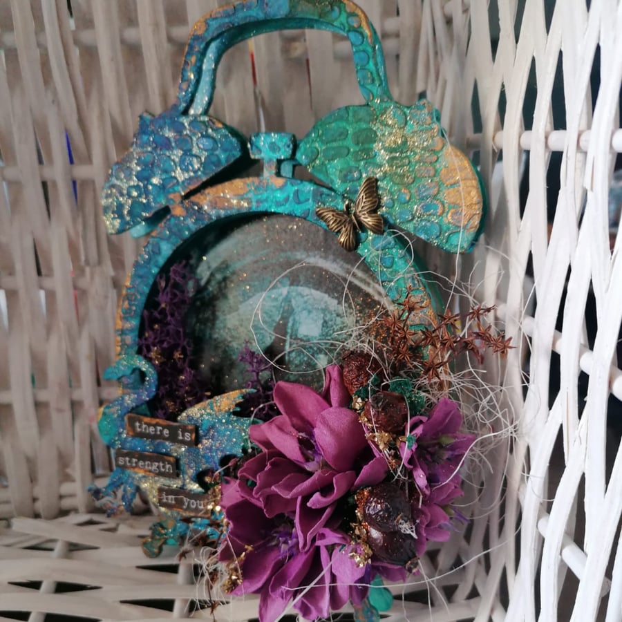 Dragon clock mixed media decoration