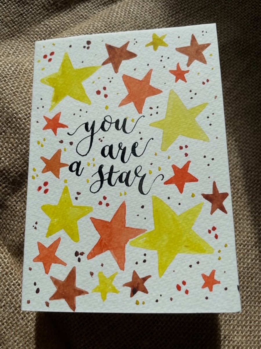 You are a star Card Watercolours and Ink Card