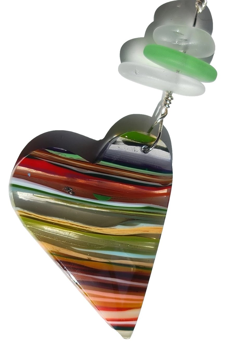 Surfite & Seaglass Heart Necklace Sterling Silver Jewellery Gift