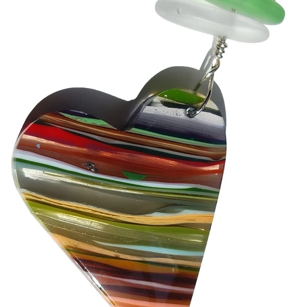 Surfite & Seaglass Heart Necklace Sterling Silver Jewellery Gift