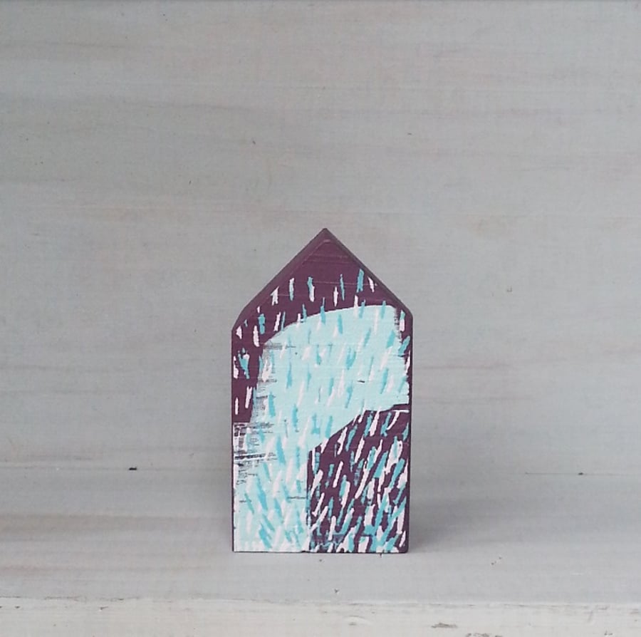 Miniature Wooden House, Little Painted House, House Ornament, Housewarming Gift