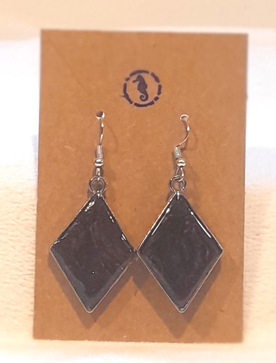 Handmade black and silver earrings