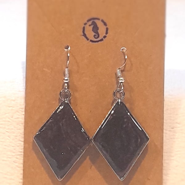 Handmade black and silver earrings