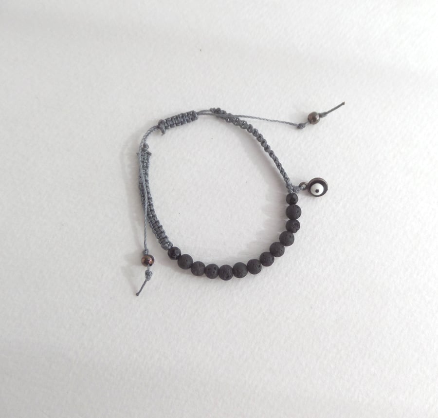 Lava Stone Black bead macramé Bracelet