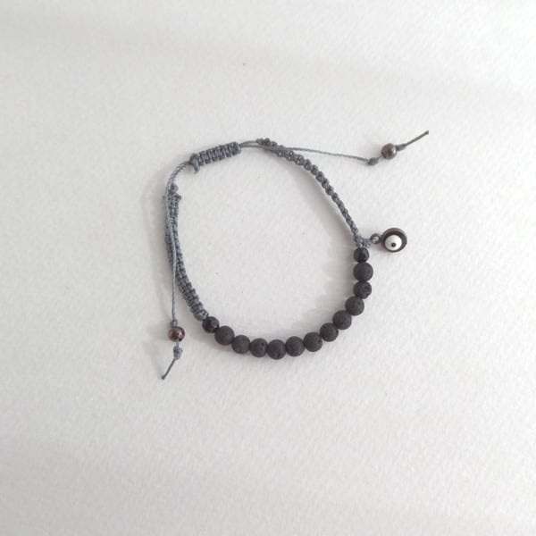 Lava Stone Black bead macramé Bracelet