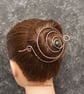 Antique Copper Spiral bun cage ,Chrysocolla Azurite hair bun holder, hair bun  - Image 6