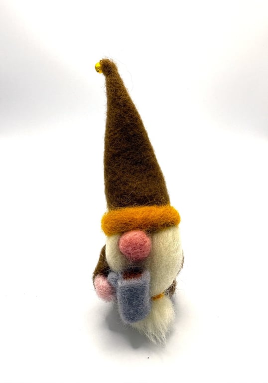 OOAK Autumn Gonk – with Tankard of Cider – 14.5cm Handmade Needle-Felted OOAK