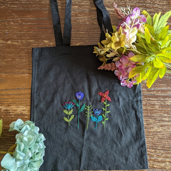 Embroidered and applique scandi inspired tote bag