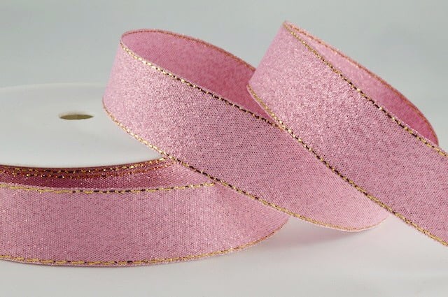 Pink Lurex glitter ribbon 9mm x 3 metres
