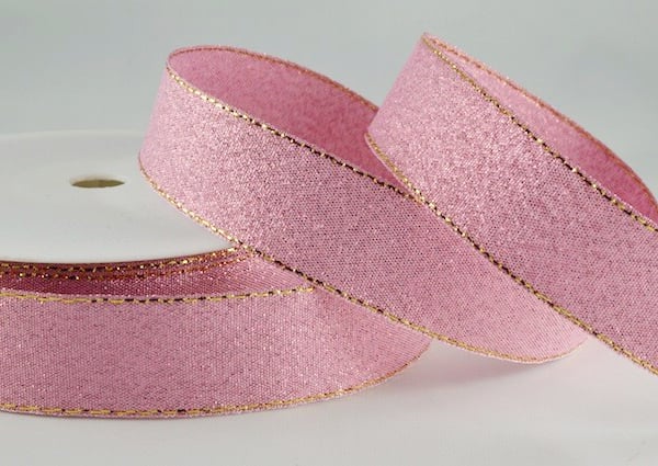 Pink Lurex glitter ribbon 9mm x 3 metres