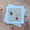 Textile Valentine's Card with Appliqued V