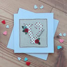 Textile Valentine's Card with Appliqued V