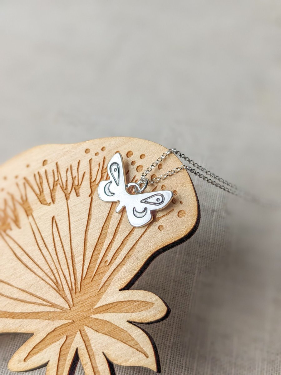 Butterfly sterling silver necklace, handmade dainty butterfly pendant 