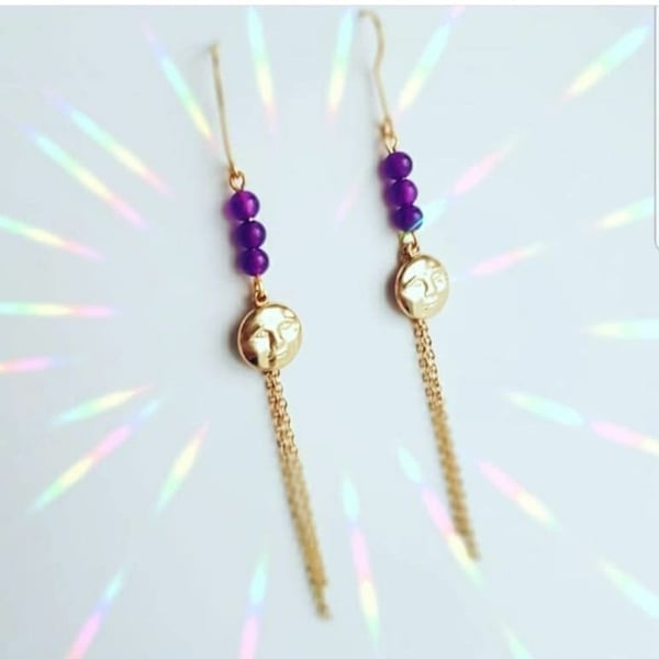 Luna bead amethyst earrings 