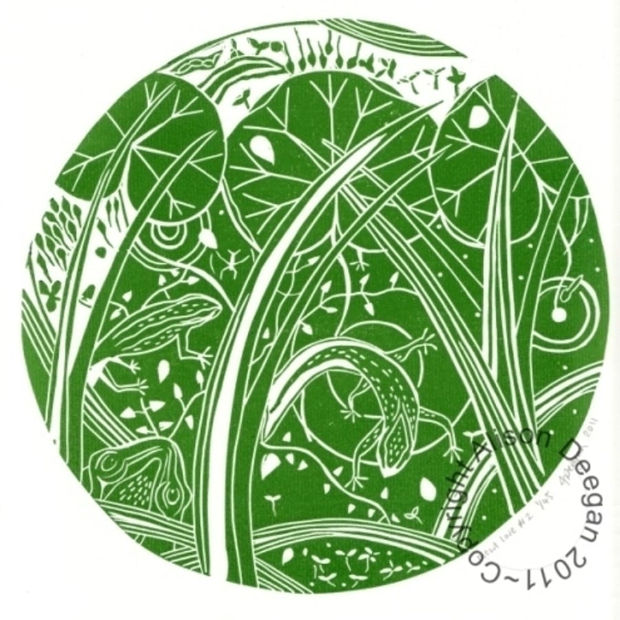 Original lino cut print "Newt Love NO.2"