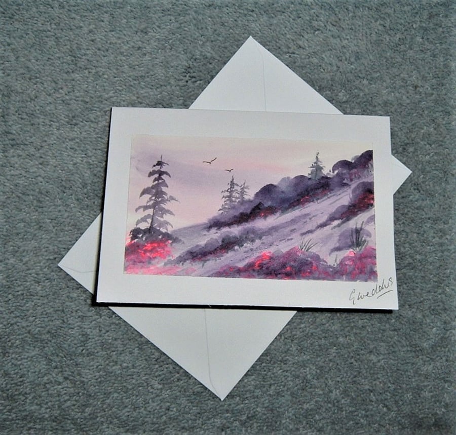 hand painted landscape blank greetings card ( ref F 715 A6 )