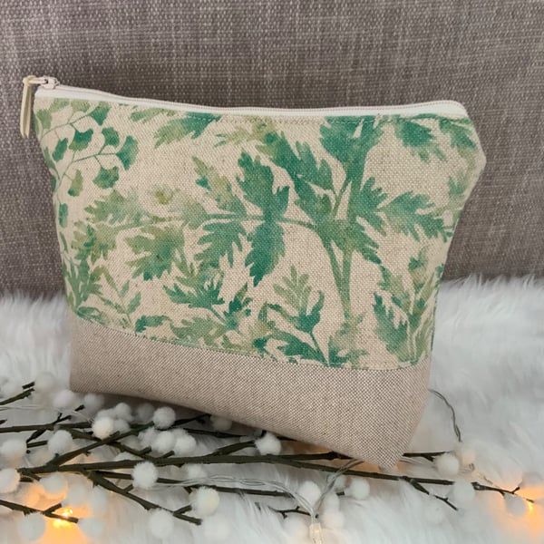 Botanical Cosmetic Bag, Zipped Purse, Make up Bag, Toiletry Bag