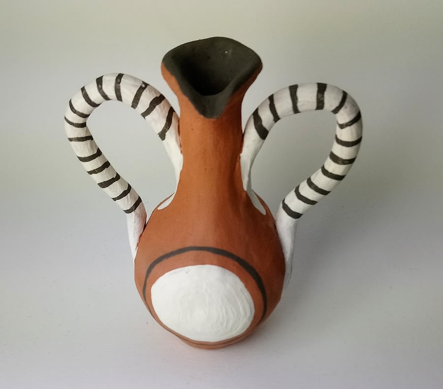 Ceramic decorative terracotta bud vase
