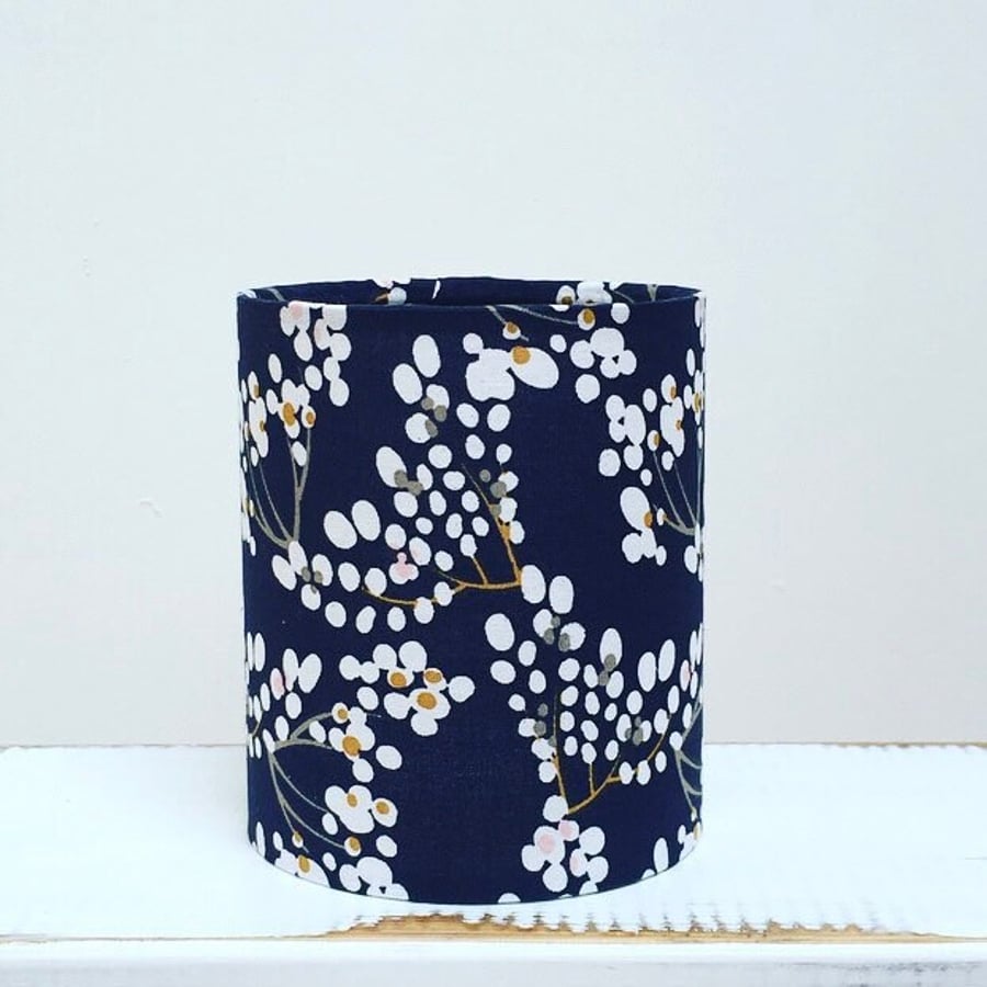 Handmade fabric fairy light Little Lantern - Japanese inspired navy blossom