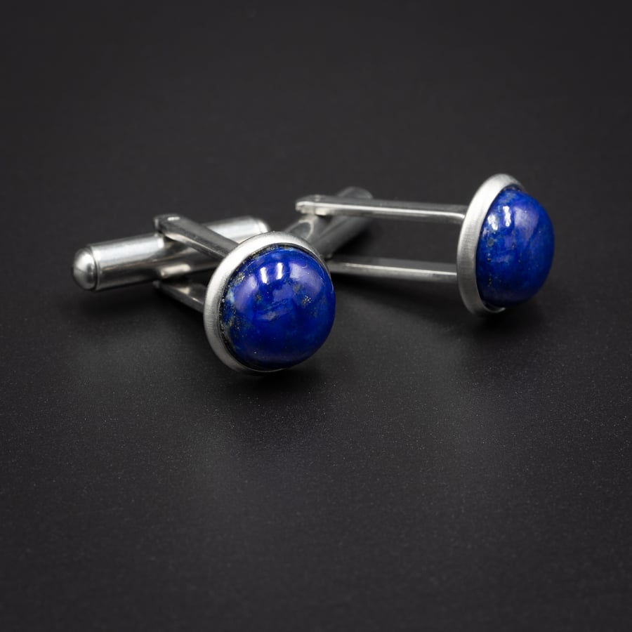 Lapis lazuli and stainless steel cufflinks, Sagittarius, Taurus gift.