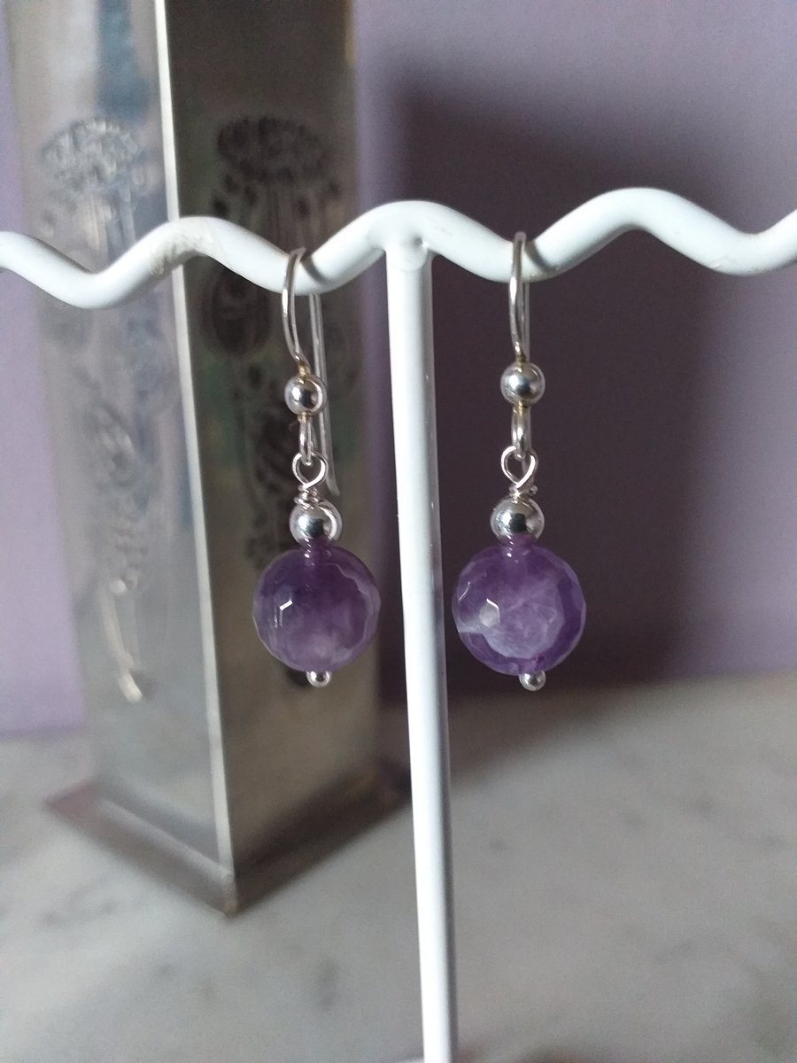 AMETHYST DANGLE EARRINGS - FREE SHIPPING