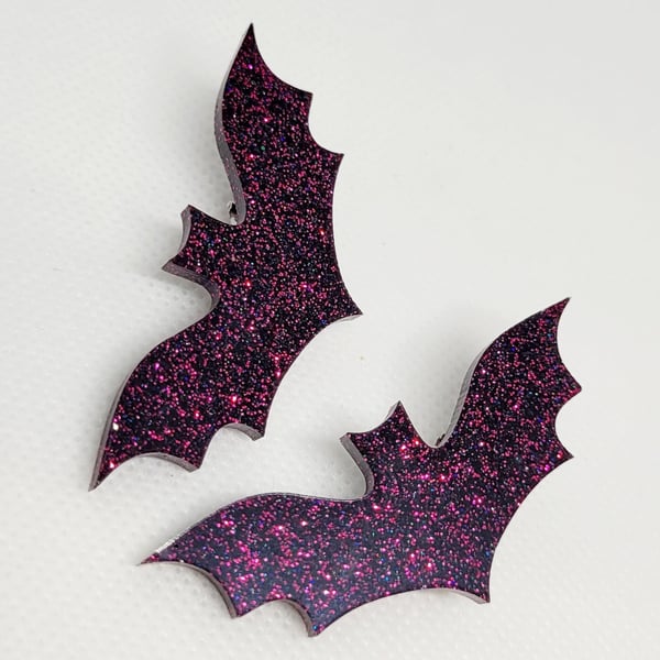 Pink and Black Bat Hair Clips