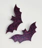 Pink and Black Bat Hair Clips