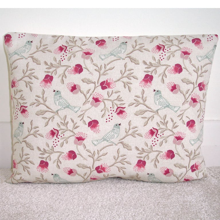 20 x12 inch Floral Cushion Cover Pink Duck Egg Flowers Birds Bird Oblong 20"