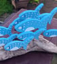 SHOAL OF 5 BLUE & WHITE FISH ORNAMENT MADE FROM NATURAL DRIFTWOOD FROM CORNWALL - Image 2