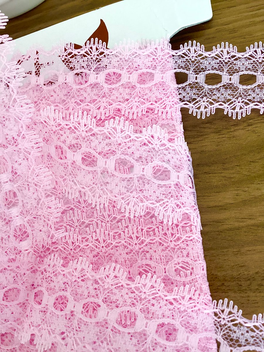 Pink Eyelet knitting knit in lace trim 35mm x 2 metres