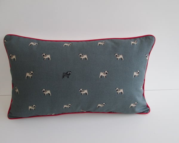 Seconds Sunday Sophie Allport Pugs Cushion Cover with Red Piping