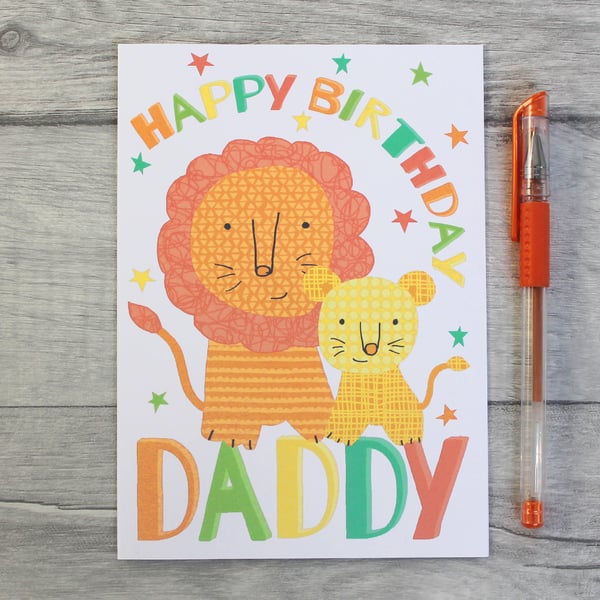 Lion Birthday Card for Daddy, Grandad, Step Dad or Grandpa.