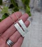 Sterling Silver Long Rectangle Earrings with Ribbon Pattern - JBJ1101 - Image 2