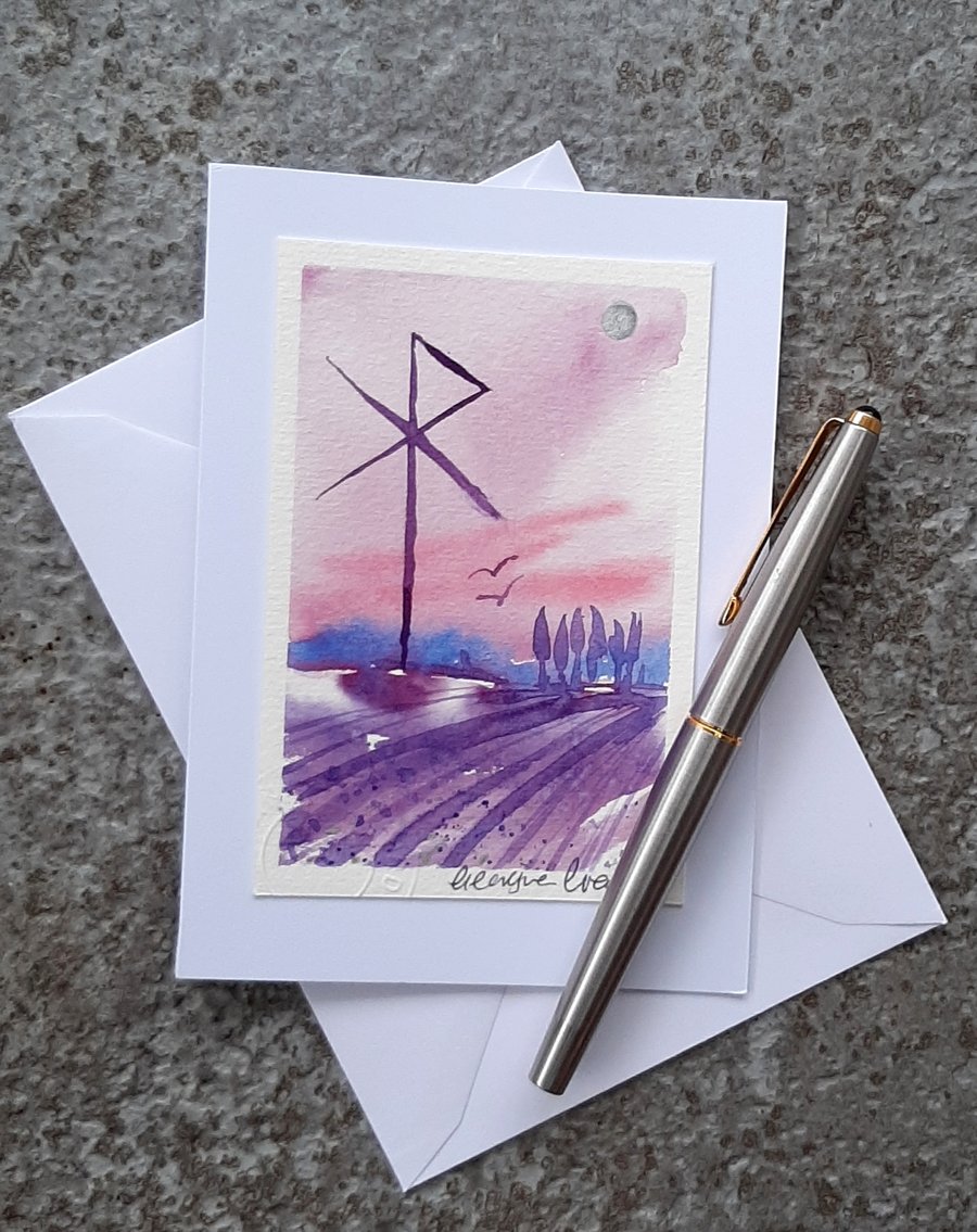 Love. Wicca Sigil, Symbol. Handpainted Card