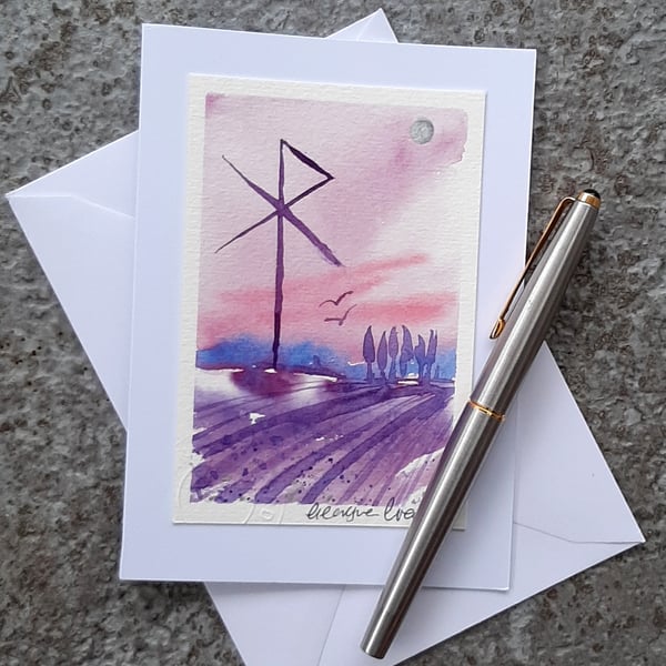 Love. Wicca Sigil, Symbol. Handpainted Card