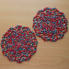 Embroidered Lace coasters. Set of 2