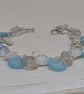 Wintry button bracelet in silver glitter, blue and white with toggle clasp  - Image 7