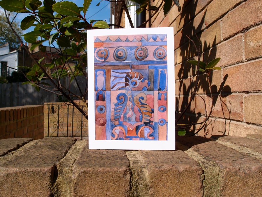 Wall carving, Mexico greetings card