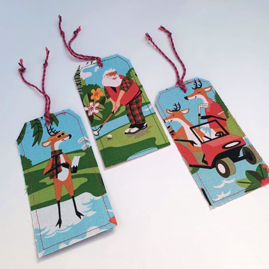 Christmas Gift Tags Golfing Santa - Set of 3 zero waste