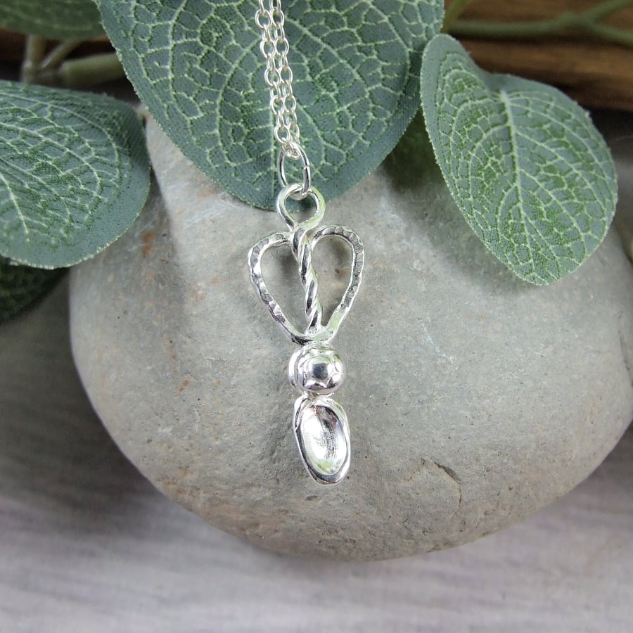 Welsh Love Spoon Necklace, Sterling Silver Pendant
