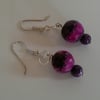 Genuine Agate Earrings  silver plate