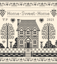 215B - Cross Stitch Quaker Sampler - Home Sweet Home - Monochrome Blackwork - Image 1
