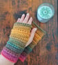 Hand Knitted Wrist Warmers in Autumn Colours