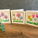 3 Hand-Painted Watercolour Floral Cards - 3" x 3"