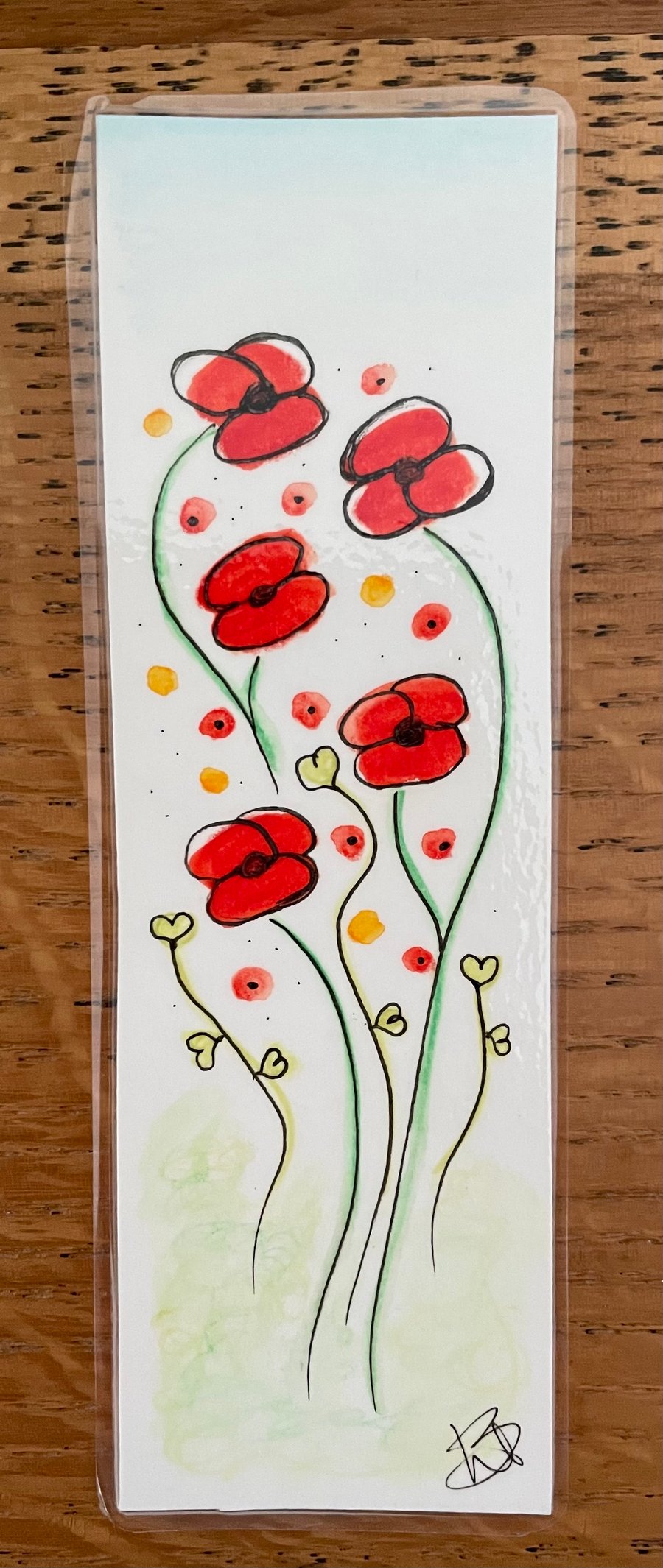 Hand painted original watercolour and ink bookmark