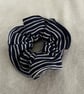 Cotton Scrunchie hair accessory in Navy Blue and White Stripes. - Image 1